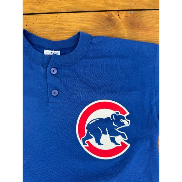 Majestic Chicago Cubs Blue Button Henley T-Shirt XL Genuine Merchandise MINT! - Picture 3 of 7